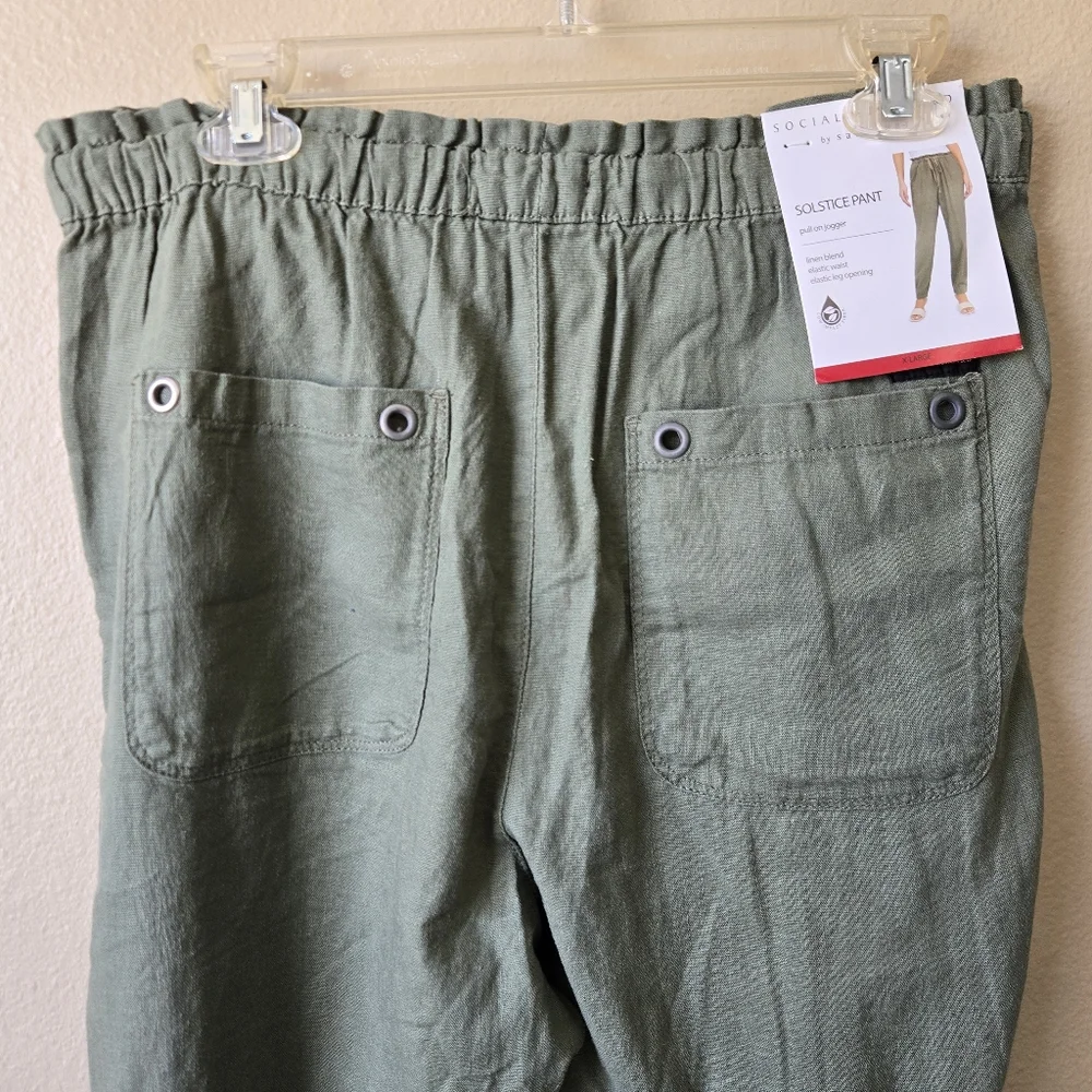 SOCIAL STANDARD by Sanctuary Linen  Solstice Pull On Jogger Pant Lichen Green XL - Picture 4 of 14